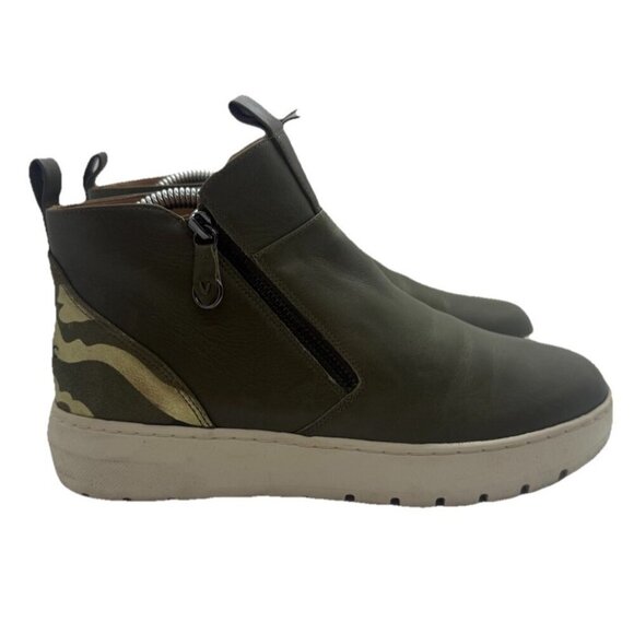 Vionic Brinkely Women's Sz 8 Olive Green Camo Leather Hi Top Sneaker Ankle Boot - Picture 1 of 9